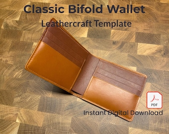 Patrón de billetera plegable premium para hombre: archivo de plantilla digital (no la billetera real).