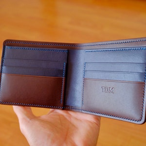 Cartera plegable de cuero bicolor premium n.° 1
