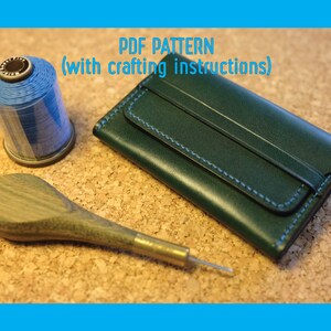 Patrón de estuche para tarjetas de presentación retro / Estuche para tarjetas de cuero / Plantilla PDF / No es la billetera real, instrucciones de elaboración y plantilla.