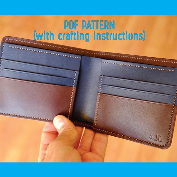 Mens Bifold wallet Pattern - Digital Template File - Not the actual Wallet.