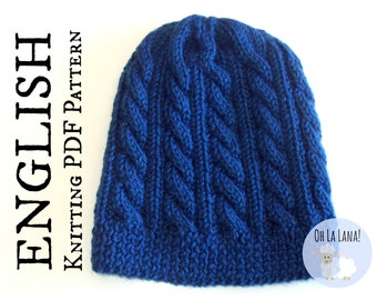The Twists and Bars Cable Hat KNITTIG PATTERN - Cable knitting hat pattern - Baby to adult sizes - PDF Instant download