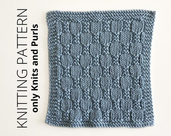 CHECKERBOARD Dishcloth Beginner KNITTING PATTERN - Easy washcloth knitting pattern, Knit and Purl, Instant download, ohlalana