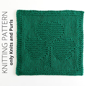 PATRÓN de tejido TRÉBOL, patrón de tejido fácil, tejido principiantes, San Patricio, tutorial trapo tejido, bloque de manta, pdf ohlalana