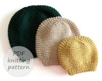 Quick and Easy Hat KNITTING PATTERN for babies, toddlers and children - Garter Stitch Hat - Beginners knitting, Instant download, ohlalana