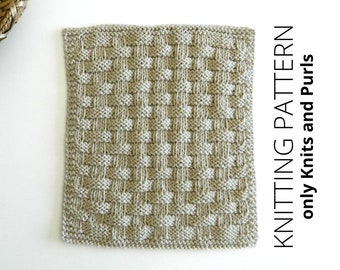 BASKET dishcloth KNITTING PATTERN, Easy Dishcloth, Easy Washcloth knitting pattern, beginner knitting pattern, Instant download, ohlalana