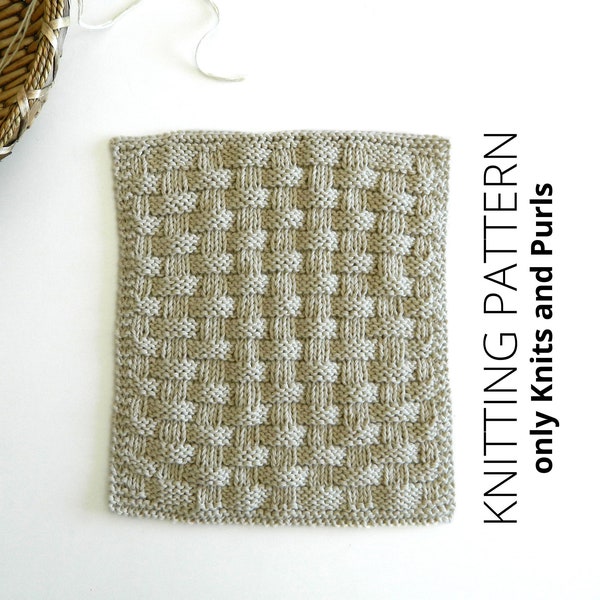 BASKET dishcloth KNITTING PATTERN, Easy Dishcloth, Easy Washcloth knitting pattern, beginner knitting pattern, Instant download, ohlalana