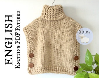 Patrón de poncho tipo chaleco de punto fácil: Jersey supergrueso (Descargar PDF)