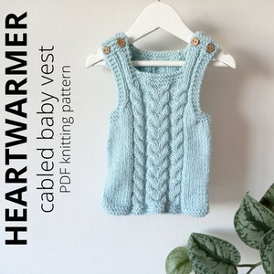 HEARTWARMER cabled baby vest knitting pattern, Knit Vest Pattern, Cabled Baby Vest Knitting Pattern, Instant Download, ohlalana designs