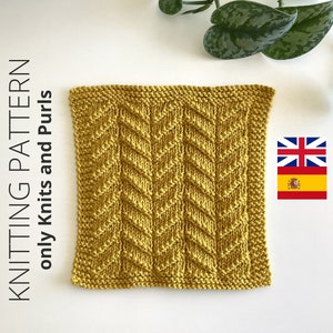 BROKEN CHEVRON Dishcloth Beginner knitting pattern - Easy blanket block pattern - quick washcloth, Knit and Purl, Instant download