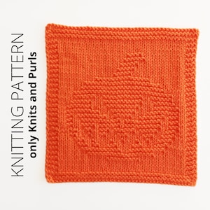 HALLOWEEN PUMPKIN Dishcloth Beginner level, Jack-o-lantern knitting pattern, Easy knitting, Knit and Purl, Instant download, ohlalana