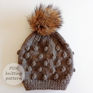 POPCORN hat knitting pattern | Adult, babies and toddler sizes - DIY hat - Bobbles hat, slouchy easy adult hat, Instant download, ohlalana