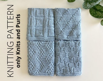 DISHCLOTH SET  8, dishcloth knitting pattern collection, 4 beginner patterns, quick easy knit patterns - Instant download, ohlalana