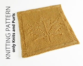 MAPLE LEAF dishcloth, maple leaf knitting pattern, canada knitting, iloveplants, beginner pattern, autumn knitting, Knit and Purl, ohlalana