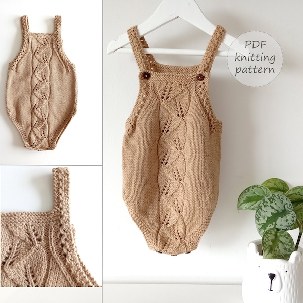 BOSQUE Baby Romper knitting pattern, Baby Onesie Knitting Pattern, lace baby romper, Knit Baby Sunsuit Pattern, Instant Download, ohlalana