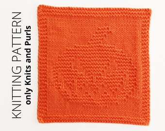 HALLOWEEN PUMPKIN Dishcloth Beginner level, carved pumpkin knitting pattern, Easy knitting, Knit and Purl, Instant download, ohlalana