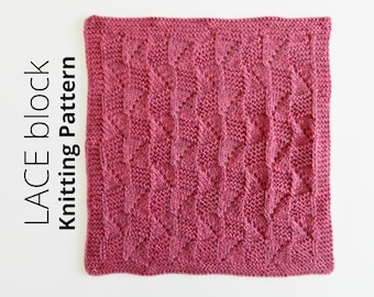 LACE square KNITTING PATTERN, lace blanket block, lace dishcloth, lace knitting, lace block pattern, lace Washcloth, ohlalana lace 15
