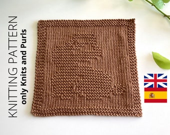 Easy BUNNY knitting pattern, Beginner dishcloth rabbit (PDF)