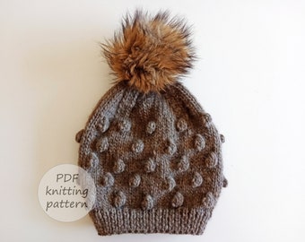 POPCORN hat knitting pattern | Adult, babies and toddler sizes - DIY hat - Bobbles hat, slouchy easy adult hat, Instant download, ohlalana