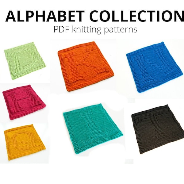 ALPHABET collection - 26 knitting patterns for letters - Beginner knit blanket - Easy knit baby blanket pattern, Instant download, ohlalana