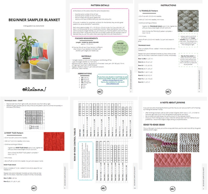 BEGINNER sampler blanket knitting pattern Beginner knit blanket PDF Easy knit baby blanket pattern ENGLISH Instant download image 5
