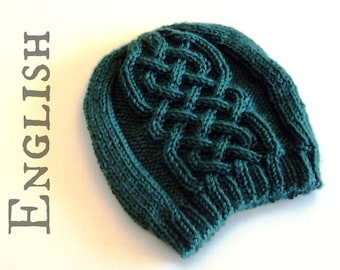 CELTIC CABLES beanie hat knitting PATTERN, cables hat knitting pattern, beanie knit hat pattern, instant download