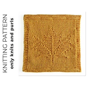 Maple Leaf Dishcloth Knitting Pattern, Canada knitting, Autumn decor, Beginner Knit and Purl (PDF Pattern)
