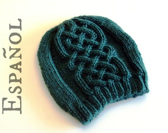 PATRÓN de gorro tejido tipo Celta - Patrón gorro tejido con trenza celta - Patrón gorro celta - Patrón irlandés - Descarga inmediata