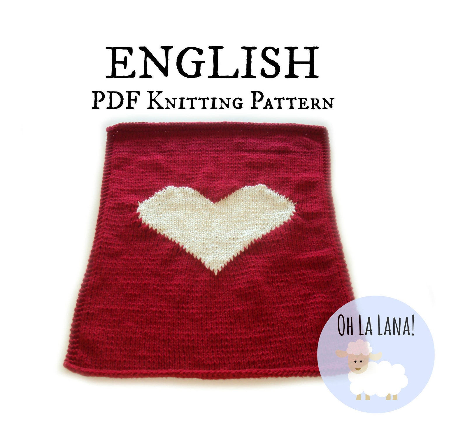 KNITTING PATTERN Heart Baby Blanket 2 SIZES Easy Baby Blanket Etsy