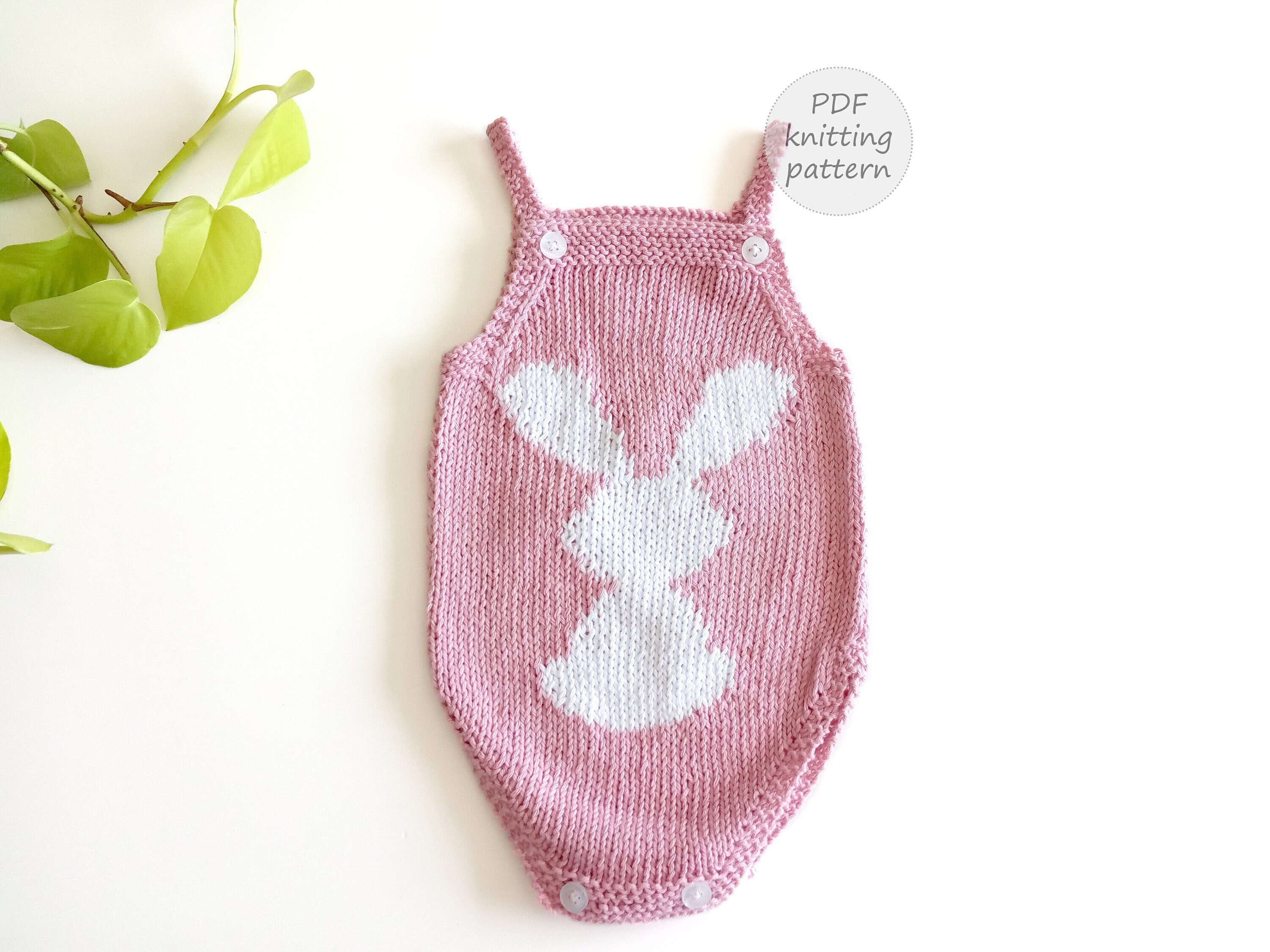 BUNNY Baby Romper Knitting Pattern, Baby Onesie Knitting Pattern ...