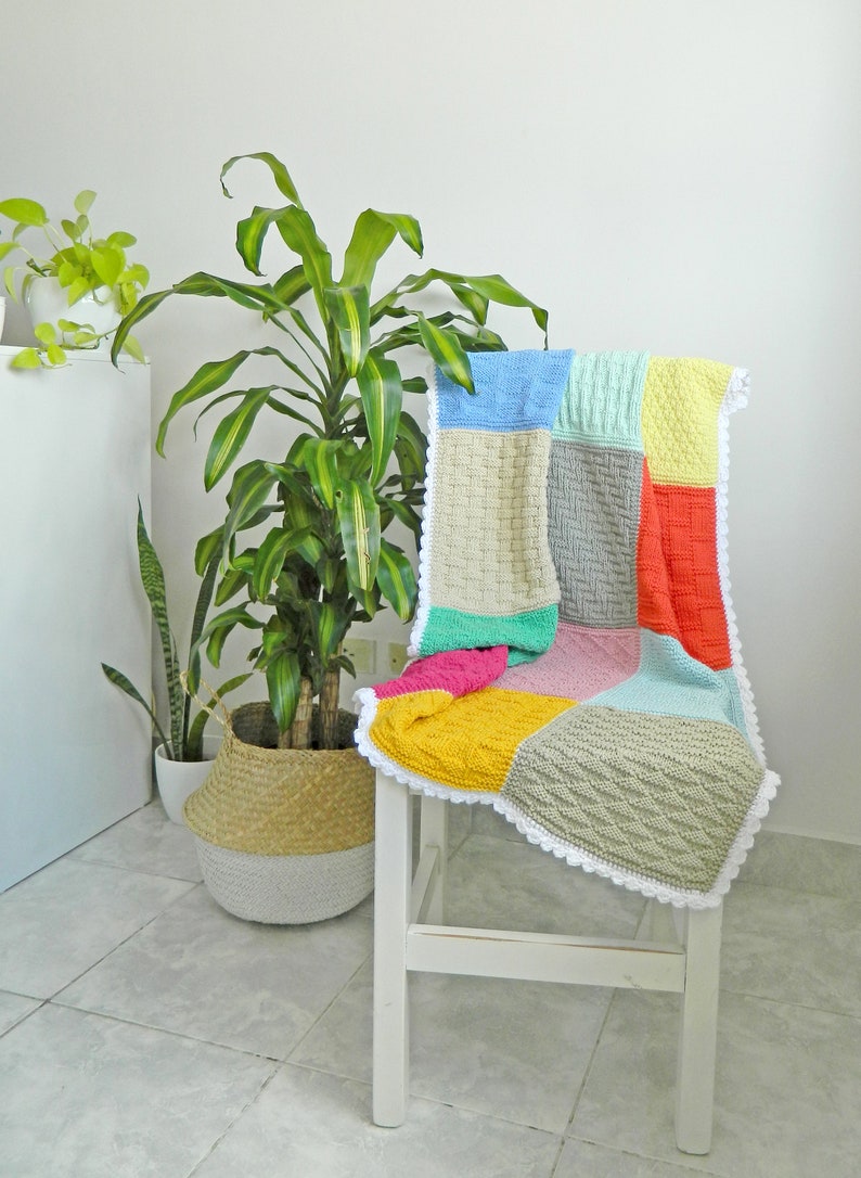 BEGINNER sampler blanket knitting pattern Beginner knit blanket PDF Easy knit baby blanket pattern ENGLISH Instant download image 2
