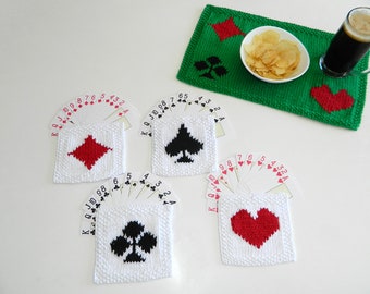 POKER SET knitting pattern, placemat and coasters knitting pattern, I love poker, DIY poker gift, ohlalana, Instant download