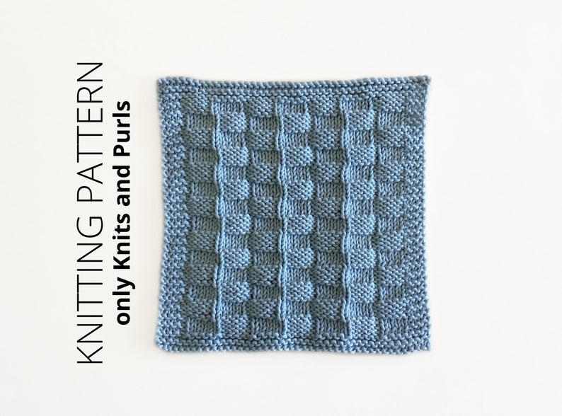 DISHCLOTH SET 7, dishcloth knitting pattern collection, 4 beginner patterns, Knits and purls, Easy knit patterns, Instant download, ohlalana image 2