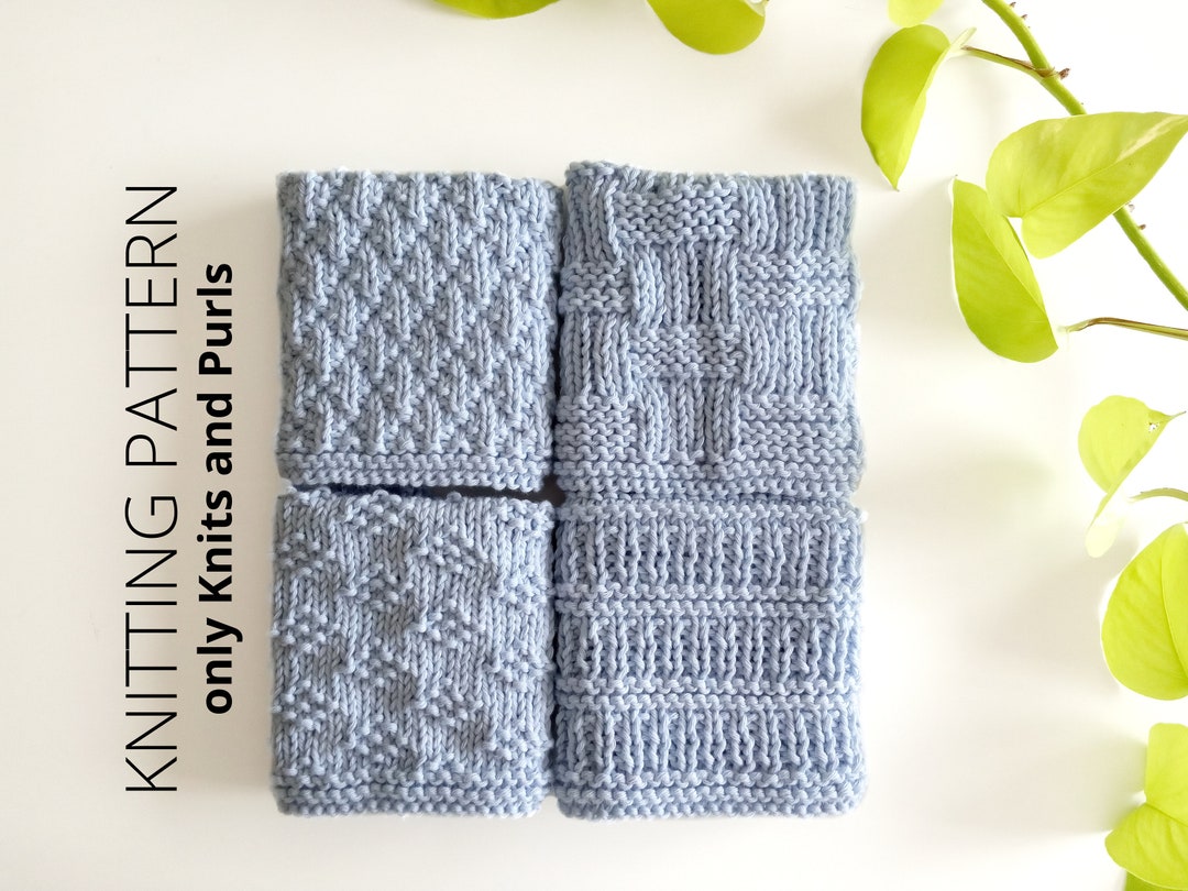 DISHCLOTH SET 2, Dishcloth Knitting Pattern Collection, 4 Beginner Patterns, Easy Knit Patterns Instant Download, Ohlalana