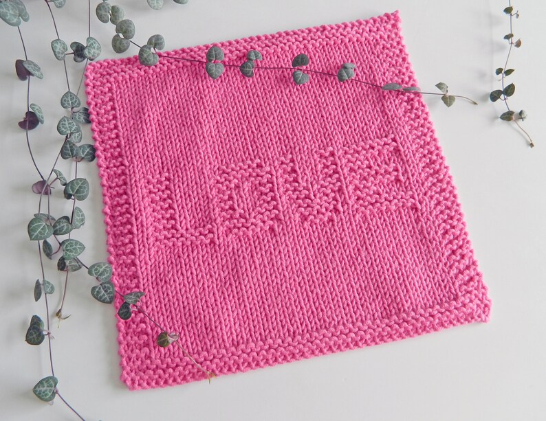 LOVE Dishcloth Beginner Knitting Pattern VALENTINES Knitting Etsy