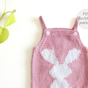 BUNNY Baby Romper knitting pattern, Baby Onesie Knitting Pattern, rabbit baby romper, Knit Baby Sunsuit Pattern, Instant Download, ohlalana