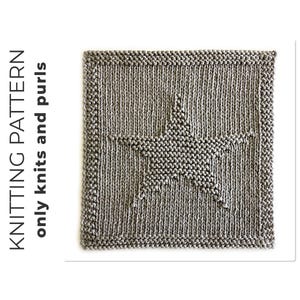 Star Knitting Pattern for Dishcloths and Blanket Blocks, Beginner Knit (Instant Download)