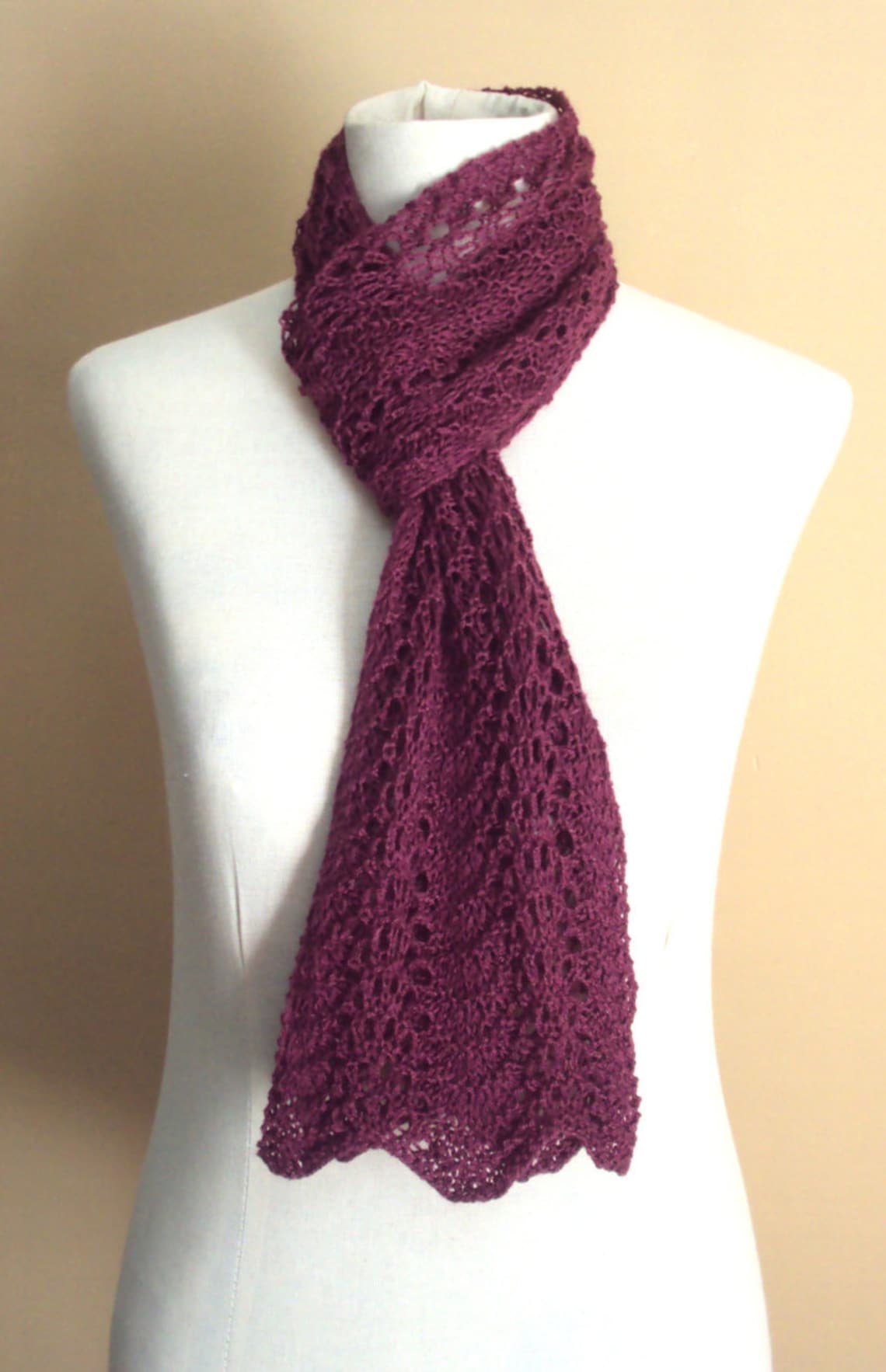 KNITTING PATTERN Feather and Fan Lace Scarf Lace Knit Scarf Etsy