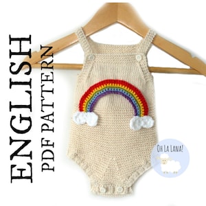 Rainbow Baby Romper KNITTING PATTERN, Baby Onesie Knitting Pattern, Knit Baby Sunsuit Pattern, Instant Download, PDF baby pattern, ohlalana