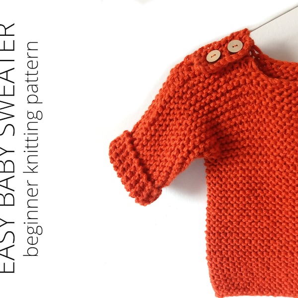 CHALTEN Easy Baby Sweater KNITTING PATTERN, pullover pattern, Easy baby pullover knitting, beginner baby sweater, Instant Download, ohlalana