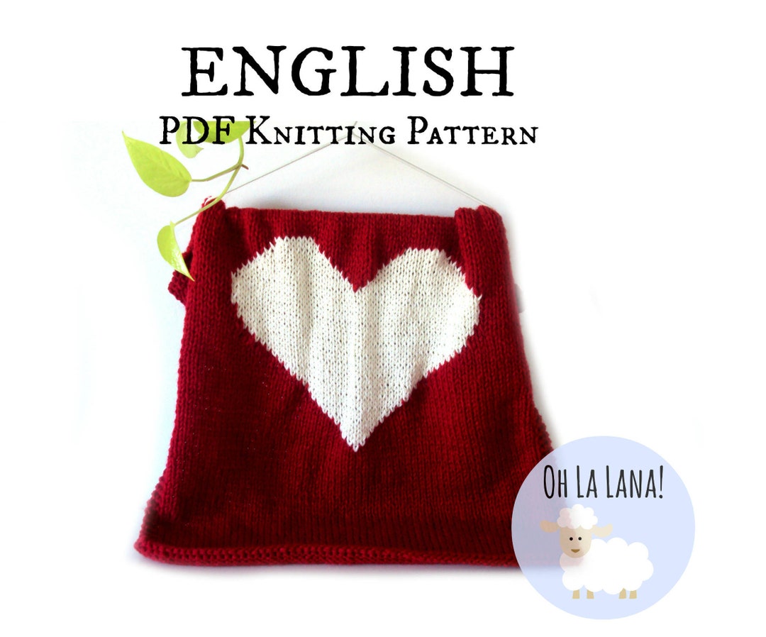 KNITTING PATTERN Heart Baby Blanket 2 SIZES, Easy Baby Blanket Pattern