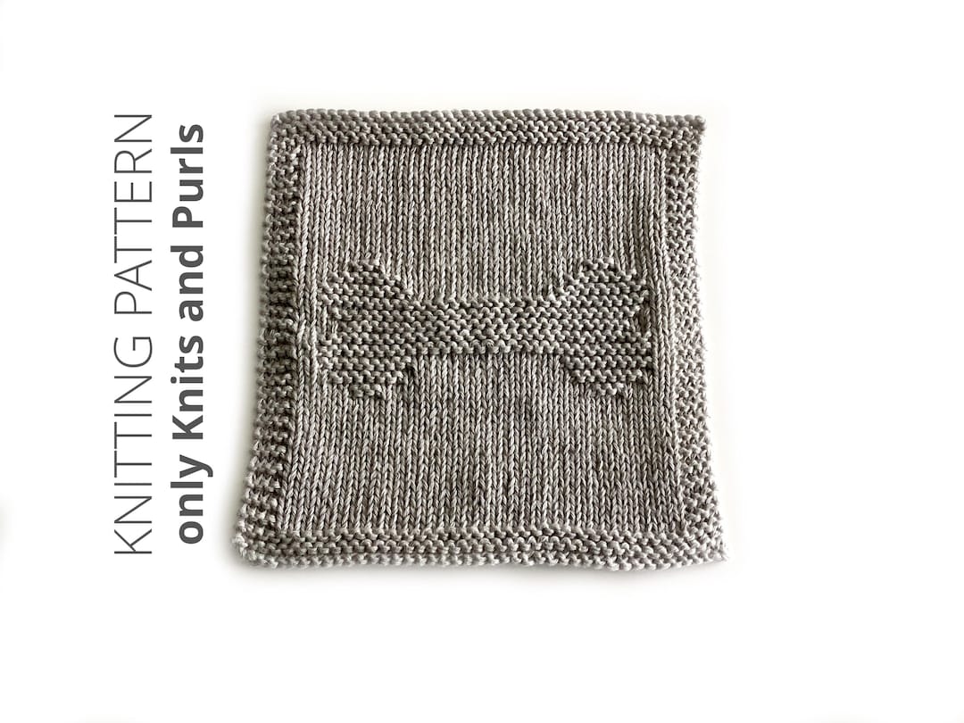 BONE Dishcloth Knitting Pattern - Beginner Dog Pattern - Dogs Dishcloth ...