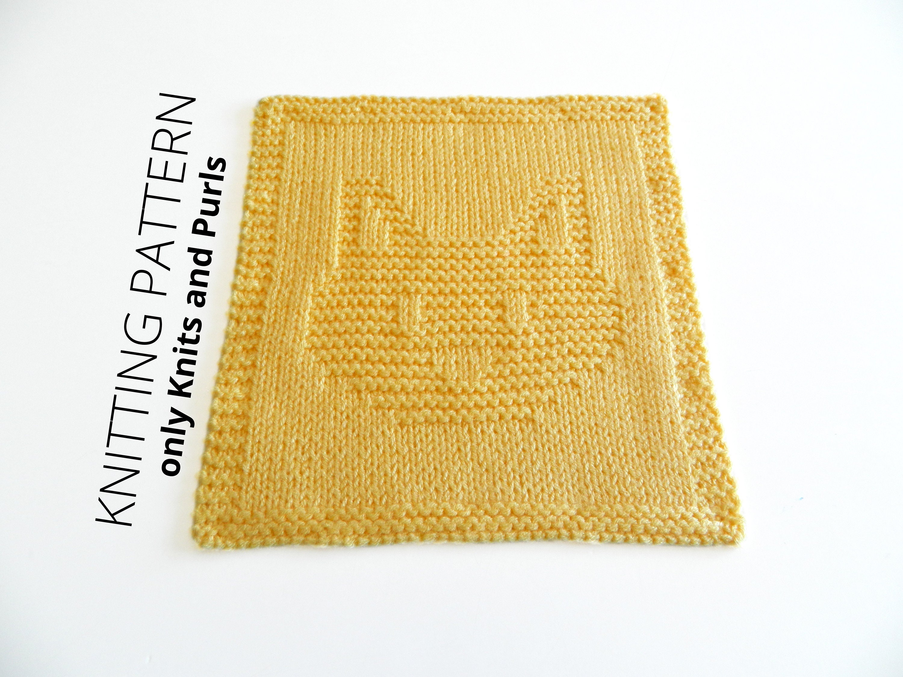 CAT HEAD Dishcloth Knitting Pattern - Beginner Cat Cloth Pattern