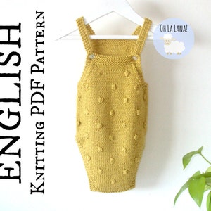Popcorn Baby Romper KNITTING PATTERN, Baby Onesie Knitting Pattern ...