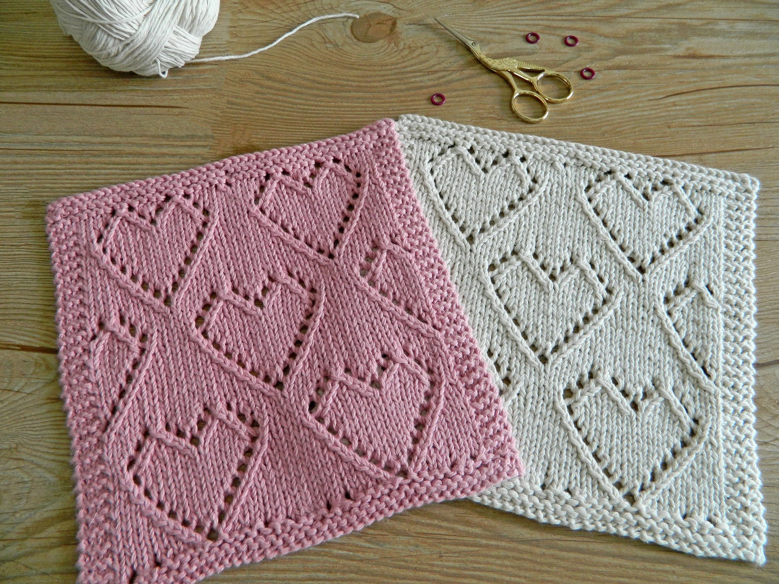 LACE HEARTS Dishcloth Pattern Hearts Knitting Pattern Etsy