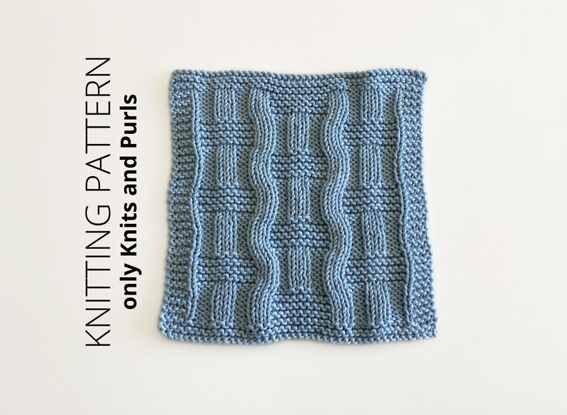 DISHCLOTH SET 7, dishcloth knitting pattern collection, 4 beginner patterns, Knits and purls, Easy knit patterns, Instant download, ohlalana image 5