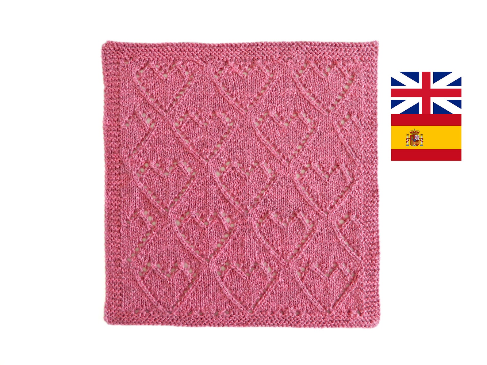 LACE HEARTS Knitting Pattern Hearts Dishcloth English and Etsy Canada