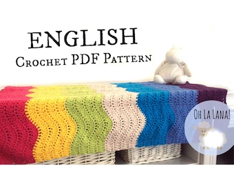 PATRÓN DE GANCHILLO FÁCIL Manta de bebé Ondas, patrón de manta de bebé de crochet fácil, patrón de crochet para principiantes, descarga instantánea