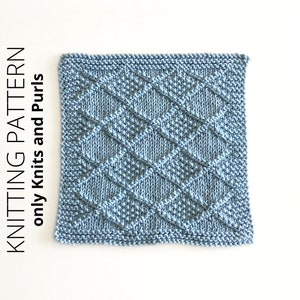 DISHCLOTH SET 7, dishcloth knitting pattern collection, 4 beginner patterns, Knits and purls, Easy knit patterns, Instant download, ohlalana image 3