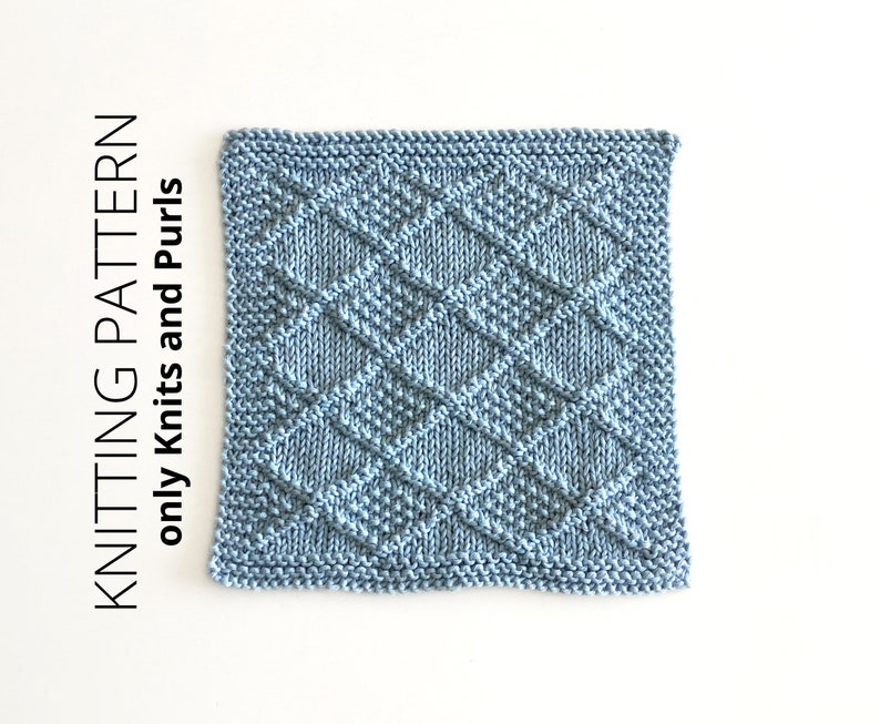 DISHCLOTH SET 7, dishcloth knitting pattern collection, 4 beginner patterns, Knits and purls, Easy knit patterns, Instant download, ohlalana image 3