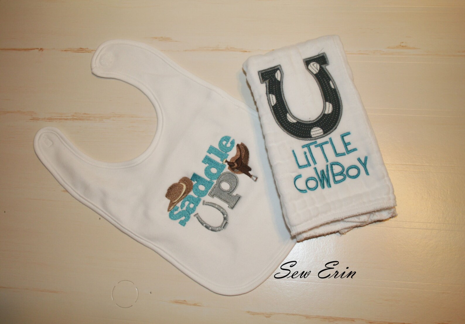 Baby Cowboy Gift Set Cowboy Bib Burp Cloth and Bodysuit Set Etsy